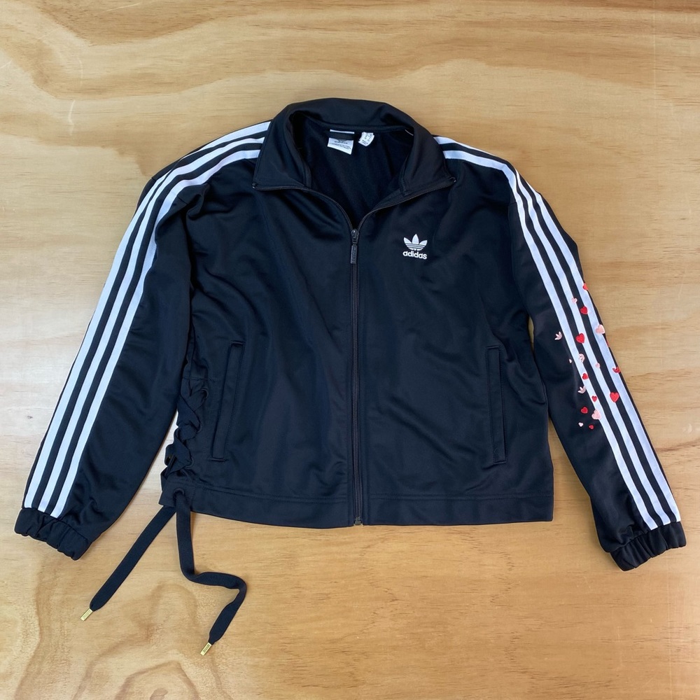 Adidas 3-stripe black track jacket with side ties • sz: S